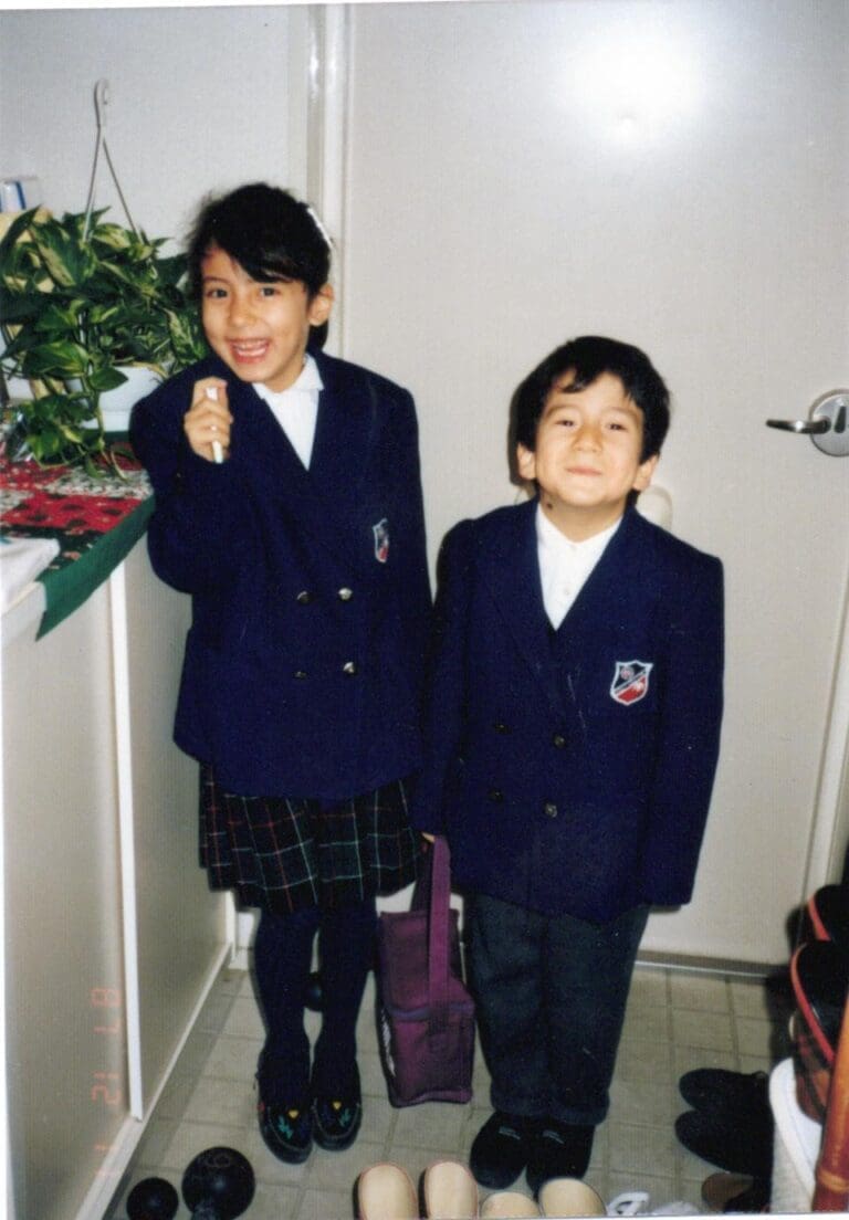 Yo and Yuki, off to school—an early chapter in our story.